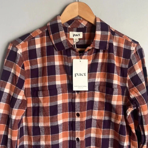 NEW Pact currant plaid mila flannel organic cotton shirt - Picture 3 of 9
